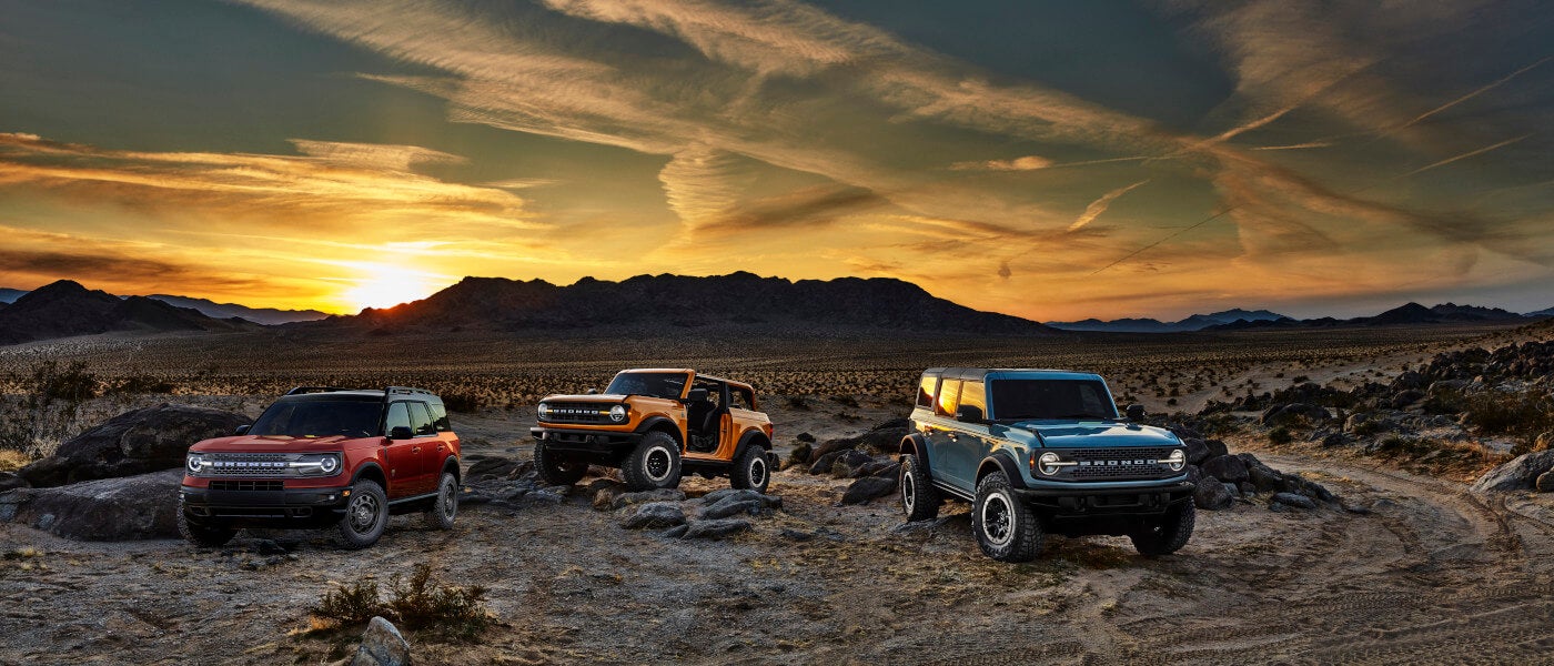 2026 Ford Bronco lineup in desert
