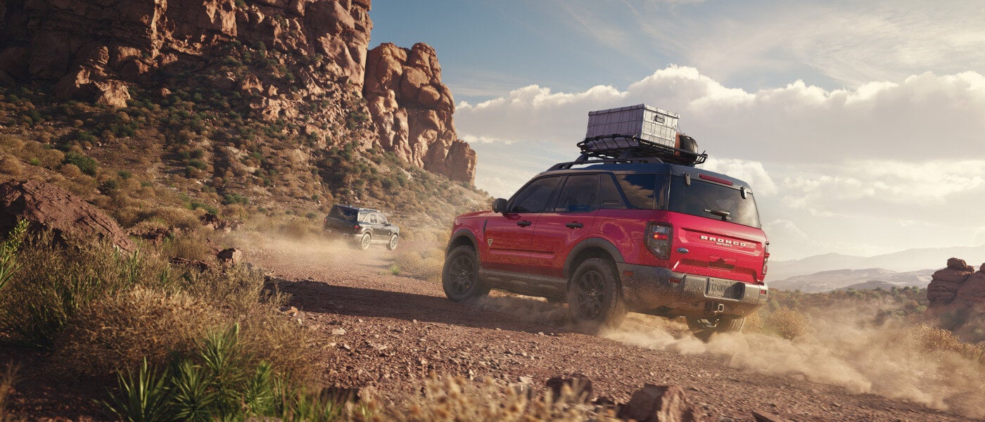 2026 Ford Bronco Sport pair offroading in desert with luggage